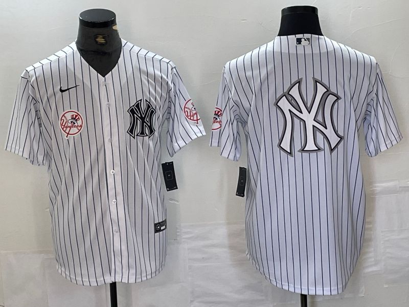 Men New York Yankees Blank White Stripe Second generation joint name Nike 2024 MLB Jersey style 12